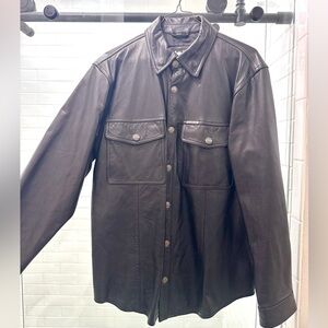 Harley-Davidson Genuine Leather Casual Button-Down Long Sleeve Shirt